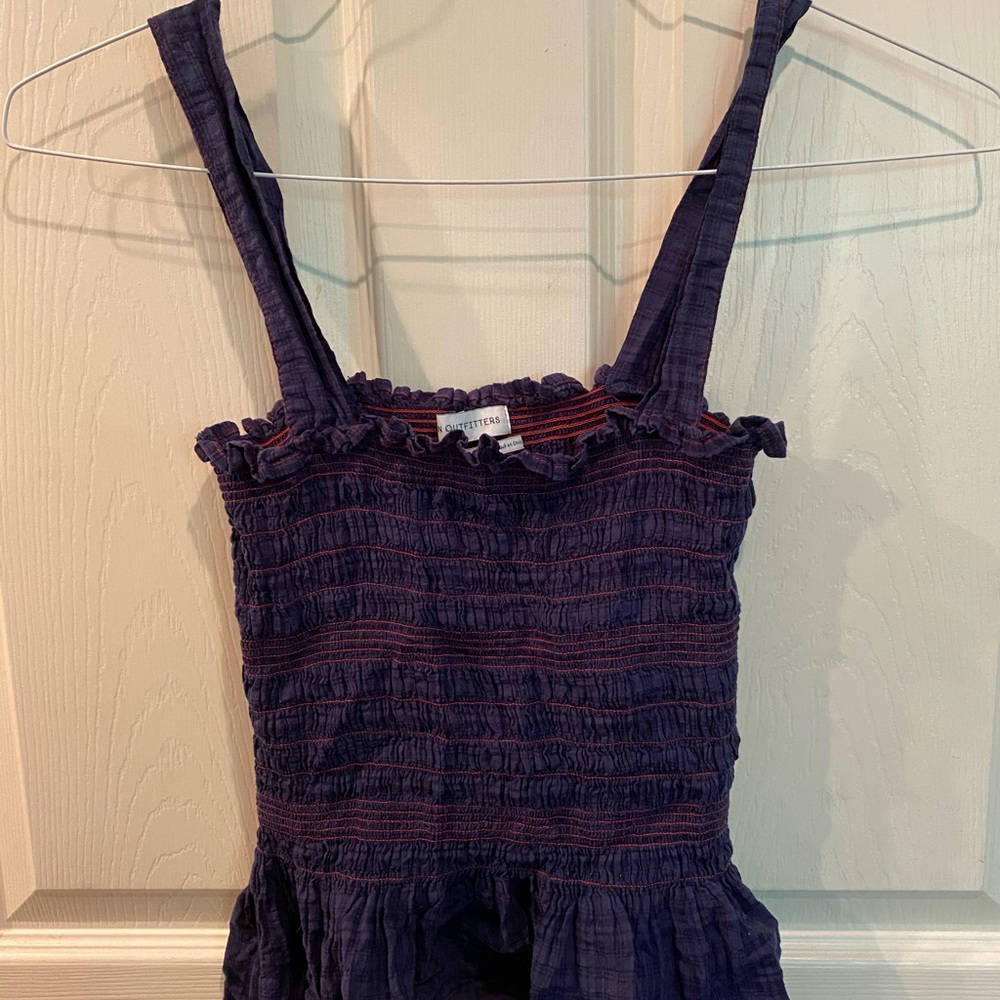 Urban Outfitters Smocked Navy Crop Top